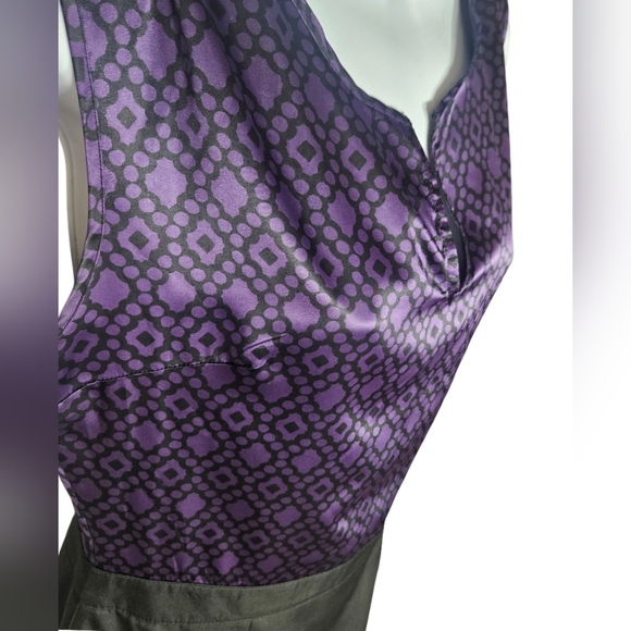 0005 Banana Republic Sleeveless Dress Purple Black Party Office Workwear Size 4 - Picture 4 of 14